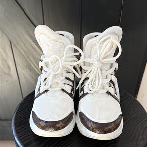 Louis Vuitton White and Brown Athletic Shoes